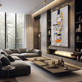 Quadro Decorativo: Minimalismo Elegante e Moderno - quadros decorativos 1 Tela Vertical, 3 Telas - em sala moderna