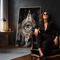 Quadro Decorativo Olhares Secretos Maçonaria - Exclusivo - quadros decorativos para sala 1 Tela Vertical, 3 Telas - em quarto contemporaneo