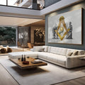 Quadro Decorativo Símbolo Maçônico: Luxo e Mistério - quadros decorativos para sala 1 Tela, 1 Tela Horizontal - em living room premium