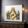Quadro Decorativo Símbolo Maçônico: Luxo e Mistério - quadros decorativos para sala 1 Tela, 1 Tela Horizontal - em ambiente decorado