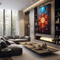 Quadro Decorativo: Mandalas que Energizam Seu Ambiente - quadros decorativos para sala 1 Tela Vertical, 3 Telas - em living room premium