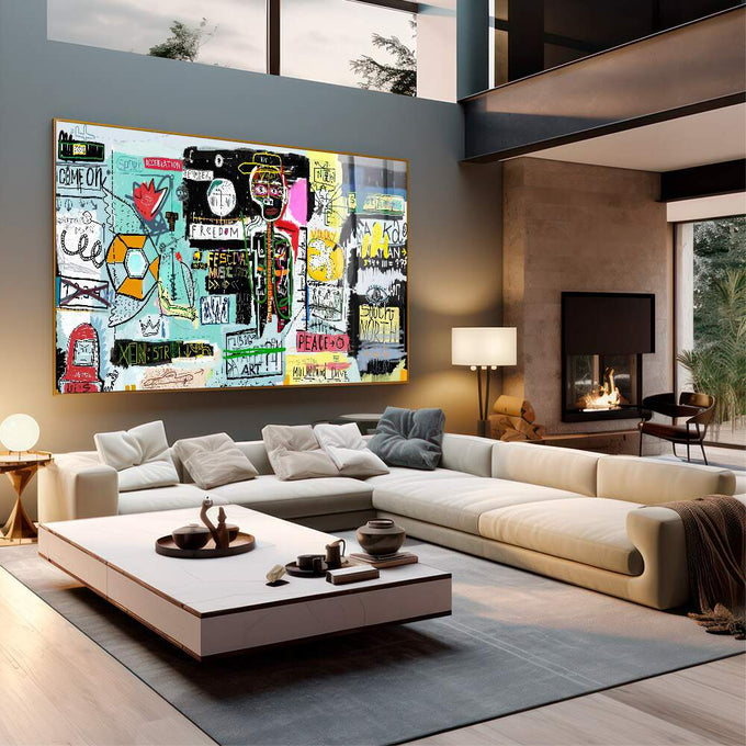 Quadro Decorativo Energia Grafite: Inspiração Urbana - quadros decorativos para sala 1 Tela, 1 Tela Horizontal - em quarto contemporaneo