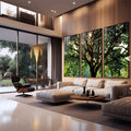 Quadro Decorativo Serenidade Verde: Respire Paz - quadros decorativos 1 Tela Vertical, 3 Telas - em sala moderna