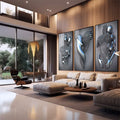 Quadro Decorativo: Encantamento Metálico - Inspire-se! - quadros decorativos 1 Tela Vertical, 3 Telas - em sala moderna