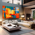 Quadro Decorativo O Encanto do Abstrato: Uma Jornada Visual - quadros decorativos para sala 1 Tela, 1 Tela Horizontal - em ambiente decorado