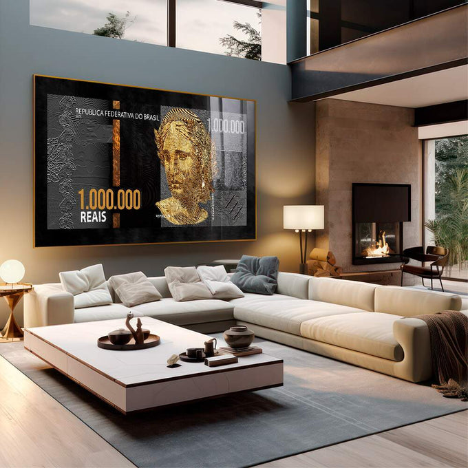 Quadro Decorativo Inspire Riqueza e Poder - quadros decorativos 1 Tela, 1 Tela Horizontal - em sala moderna