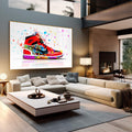 Quadro Decorativo Sneaker Estilizado: Toque Urbano Único - quadros decorativos 1 Tela, 1 Tela Horizontal - em sala moderna