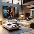 Quadro Decorativo Divindade e Realeza Jesus e Leão de Judá - quadros decorativos 1 Tela, 1 Tela Horizontal - em sala moderna