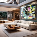 Quadro Decorativo Energia Grafite: Inspiração Urbana - quadros decorativos 1 Tela, 1 Tela Horizontal - em escritorio elegante