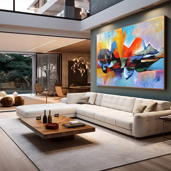 Quadro Decorativo Aventura Abstrata em Montanhas: Inspire-se - quadros decorativos 1 Tela, 1 Tela Horizontal - em escritorio elegante
