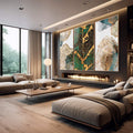 Quadro Decorativo Galeria de Ouro - Transforme Seu Espaço - quadros decorativos para sala 1 Tela Vertical, 3 Telas - em quarto contemporaneo