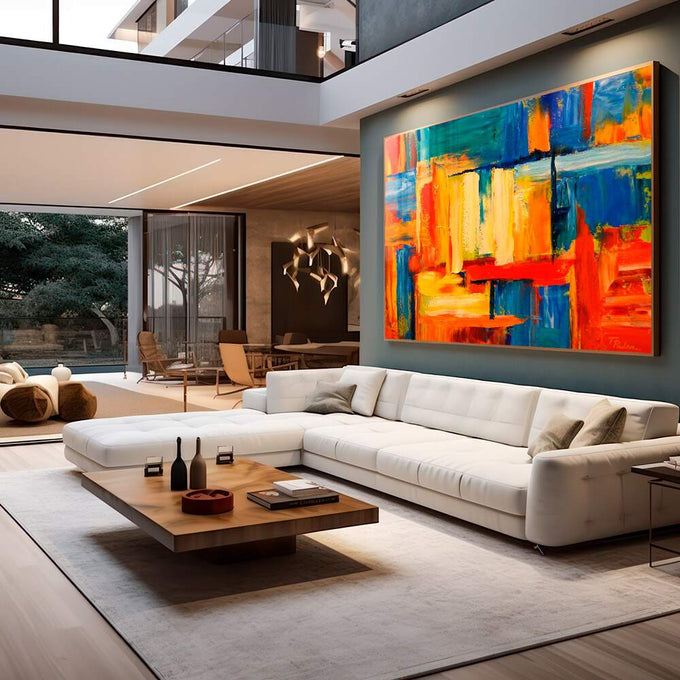 Quadro Decorativo O Encanto do Abstrato: Uma Jornada Visual - quadros decorativos para sala 1 Tela, 1 Tela Horizontal - em quarto contemporaneo