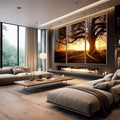 Quadro Decorativo Amanhecer Sereno: Toque de Paz - quadros decorativos para sala 1 Tela Vertical, 3 Telas - em quarto contemporaneo