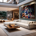 Quadro Decorativo Luxo do Pato Magnata - Elegância Irreverente - quadros decorativos 1 Tela, 1 Tela Horizontal - em escritorio elegante