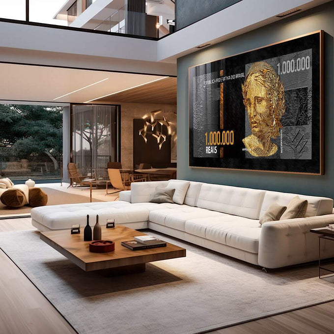 Quadro Decorativo Inspire Riqueza e Poder - quadros decorativos para sala 1 Tela, 1 Tela Horizontal - em quarto contemporaneo