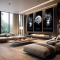 Quadro Decorativo Foco, Execução e Disciplina: Transforme Seu Ambiente - quadros decorativos 1 Tela Vertical, 3 Telas - em escritorio elegante