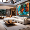 Quadro Decorativo Explosão de Cores Abstratas - quadros decorativos 1 Tela, 1 Tela Horizontal - em escritorio elegante