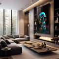 Quadro Decorativo - Crânio Colorido: Arte Urbana Vibrante - quadros decorativos para sala 1 Tela Vertical, 3 Telas - em quarto contemporaneo
