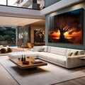 Quadro Decorativo Tranquilidade ao Anoitecer: Refúgio Sereno - quadros decorativos para sala 1 Tela, 1 Tela Horizontal - em quarto contemporaneo