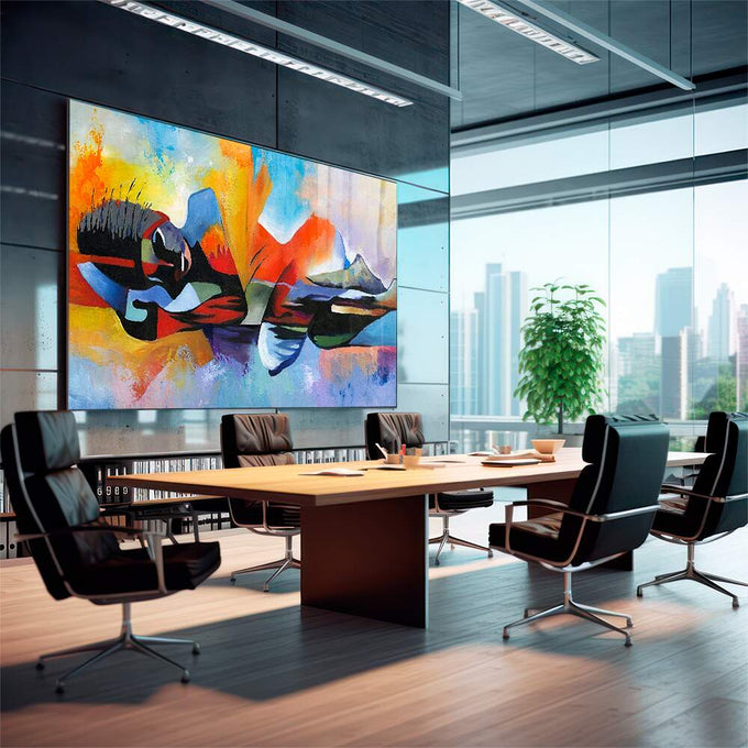 Quadro Decorativo Aventura Abstrata em Montanhas: Inspire-se - quadros decorativos para sala 1 Tela, 1 Tela Horizontal - em living room premium