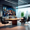Quadro Decorativo Retrato do Sucesso Financeiro - quadros decorativos 1 Tela, 1 Tela Horizontal - em escritorio elegante