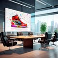 Quadro Decorativo Sneaker Estilizado: Toque Urbano Único - quadros decorativos 1 Tela, 1 Tela Horizontal - em escritorio elegante
