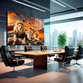 Quadro Decorativo Leões ao Pôr do Sol - Família e Força - quadros decorativos 1 Tela, 1 Tela Horizontal - em escritorio elegante