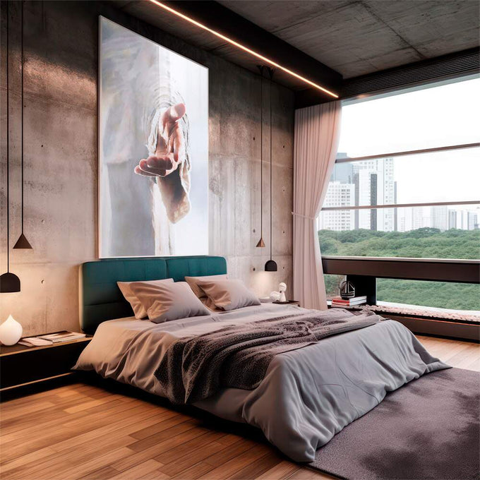 Quadro Decorativo Mãos de Esperança - Toque Emocional Único - quadros decorativos para sala 1 Tela Vertical, 3 Telas - em quarto contemporaneo