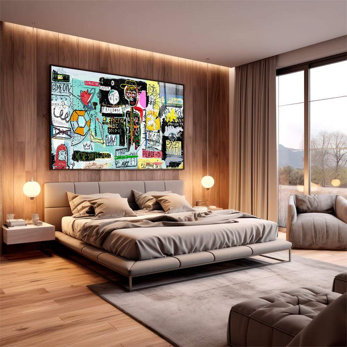 Quadro Decorativo Energia Grafite: Inspiração Urbana - quadros decorativos 1 Tela, 1 Tela Horizontal - em sala moderna