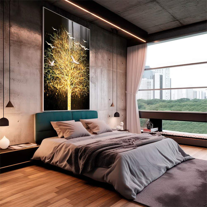 Quadro Decorativo Árvore da Vida Radiante - quadros decorativos para sala 1 Tela Vertical, 3 Telas - em living room premium