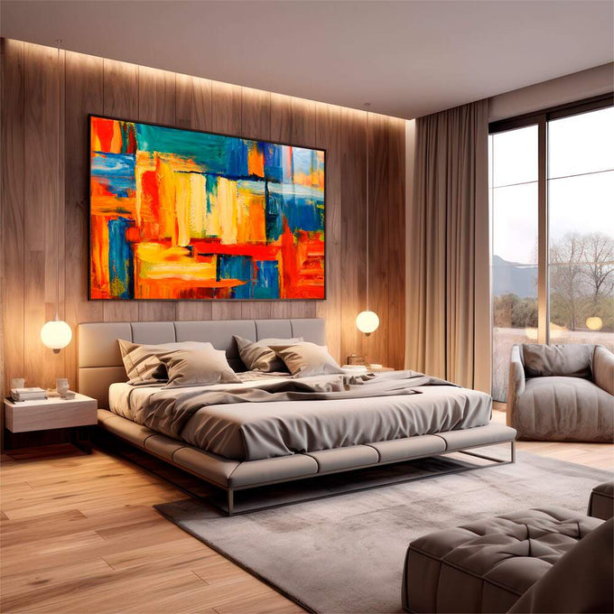 Quadro Decorativo O Encanto do Abstrato: Uma Jornada Visual - quadros decorativos para sala 1 Tela, 1 Tela Horizontal - em living room premium