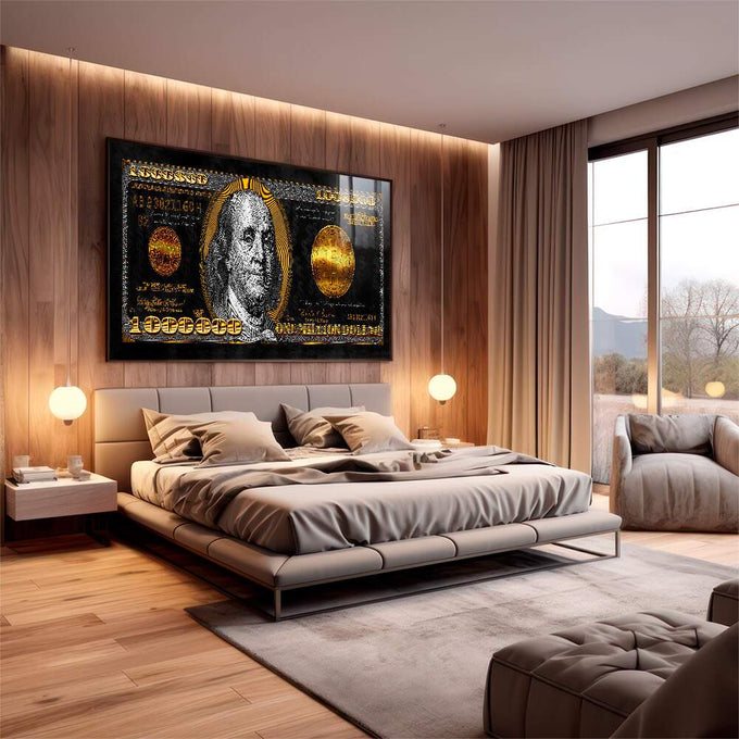 Quadro Decorativo Inspiração de Riqueza - 1 Milhão dólares - quadros decorativos para sala 1 Tela, 1 Tela Horizontal - em living room premium
