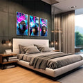 Quadro Decorativo Chimpanzés e a Era Digital: Uma Perspectiva Única - quadros decorativos para sala 1 Tela Vertical, 3 Telas - em living room premium