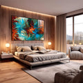 Quadro Decorativo Explosão de Cores Abstratas - quadros decorativos 1 Tela, 1 Tela Horizontal - em sala moderna