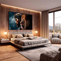 Quadro Decorativo Divindade e Realeza Jesus e Leão de Judá - quadros decorativos para sala 1 Tela, 1 Tela Horizontal - em living room premium