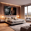 Quadro Decorativo O Leão e o Salvador: Inspiração Única - quadros decorativos para sala 1 Tela, 1 Tela Horizontal - em living room premium