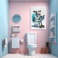 Quadro Decorativo Vibrante: Vaca Leitora em Momento Único - quadros decorativos para sala 1 Tela Vertical, 3 Telas - em ambiente decorado