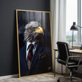 Quadro Decorativo Águia Empresarial: Inspire Grandeza - quadros decorativos para sala 1 Tela Vertical, 3 Telas - em ambiente decorado