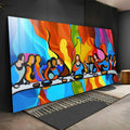 Quadro Decorativo Última Ceia Abstrata: Inspire-se! - quadros decorativos para sala 1 Tela, 1 Tela Horizontal - em ambiente decorado