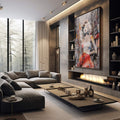 Quadro Decorativo: Marilyn Monroe, a Essência de NY - quadros decorativos 1 Tela Vertical, 3 Telas - em sala moderna