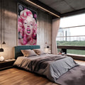 Quadro Decorativo Envolvente: Marilyn Monroe e Bolhas Rosas - quadros decorativos 1 Tela Vertical, 3 Telas - em escritorio elegante