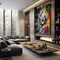 Quadro Decorativo: Sorriso Icônico de Marilyn Monroe - quadros decorativos 1 Tela Vertical, 3 Telas - em sala moderna