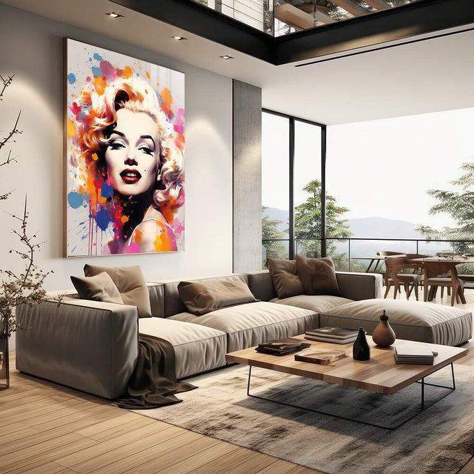 Quadro Decorativo Marilyn Monroe: Beleza Única - quadros decorativos para sala 1 Tela Vertical, 3 Telas - em quarto contemporaneo