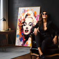 Quadro Decorativo Marilyn Monroe: Beleza Única - quadros decorativos para sala 1 Tela Vertical, 3 Telas - em living room premium