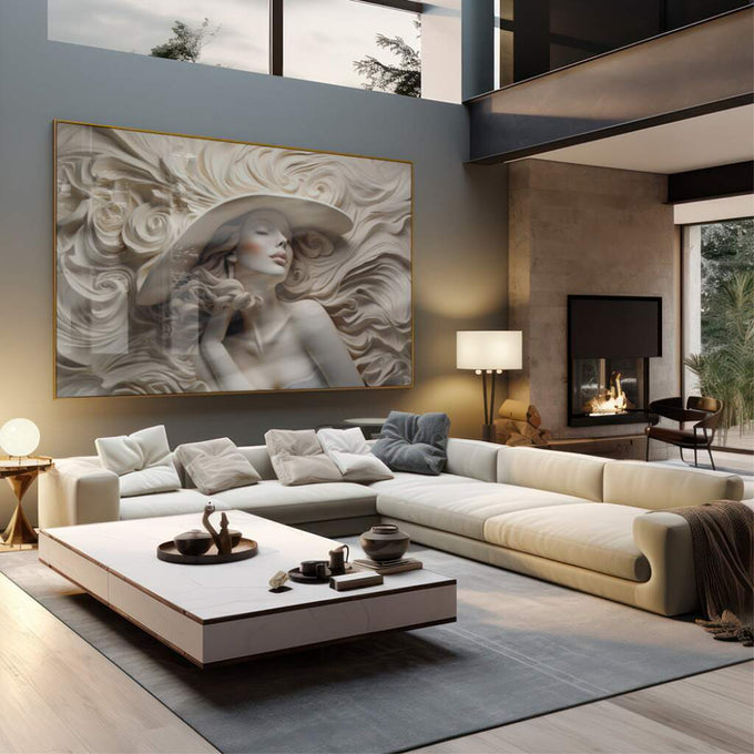 Quadro Decorativo Reflexo da Elegância: Transforme Seu Espaço - quadros decorativos 1 Tela, 1 Tela Horizontal - em sala moderna