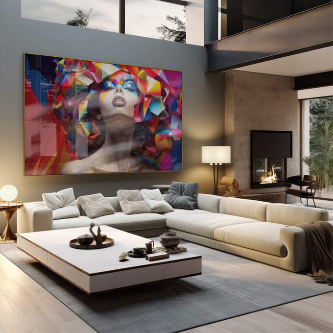 Quadro Decorativo: Renascer em Cores Deslumbrantes - quadros decorativos 1 Tela, 1 Tela Horizontal - em sala moderna