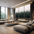 Quadro Decorativo: Refúgio Nebuloso e Pássaros Silenciosos - quadros decorativos 1 Tela Vertical, 3 Telas - em escritorio elegante