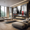 Quadro Decorativo: Paixão por Londres, Paris e Nova Iorque - quadros decorativos 1 Tela Vertical, 3 Telas - em escritorio elegante