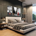 Quadro Decorativo: Paixão por Londres, Paris e Nova Iorque - quadros decorativos para sala 1 Tela Vertical, 3 Telas - em living room premium