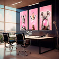 Quadro Decorativo Animais bolha de chiclete - quadros decorativos 1 Tela Vertical, 3 Telas - em sala moderna